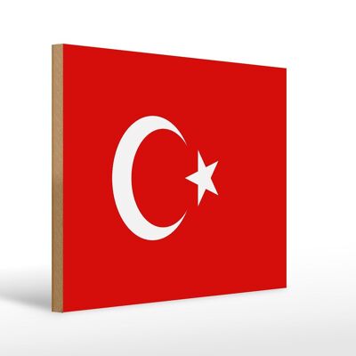 Holzschild Flagge Türkei 40x30cm Flag of Turkey Holz Deko Schild