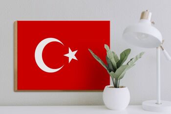 Panneau en bois drapeau Türkiye 40x30cm Drapeau de Turquie panneau décoratif en bois 3