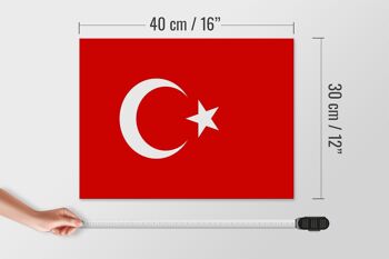 Panneau en bois drapeau Türkiye 40x30cm Drapeau de Turquie panneau décoratif en bois 4