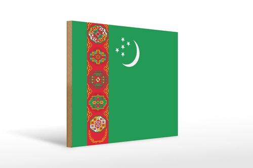 Holzschild Flagge Turkmenistans 40x30cm Flag Turkmenistan Schild