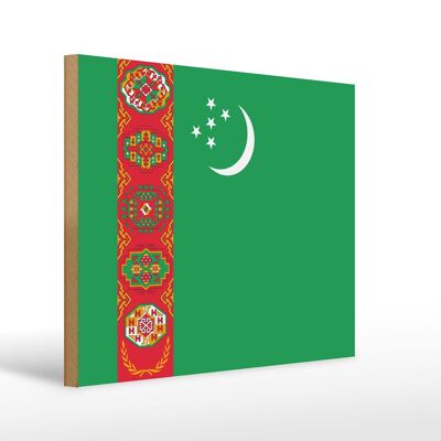 Letrero de madera Bandera de Turkmenistán 40x30cm Bandera Letrero de Turkmenistán