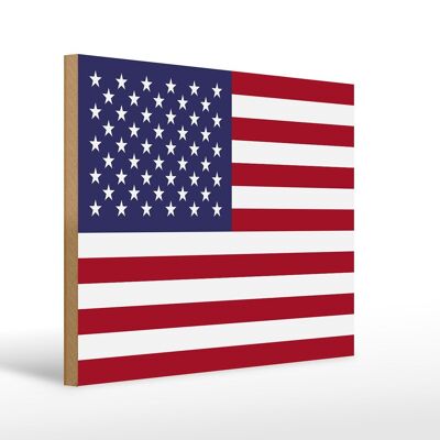 Panneau en bois drapeau États-Unis 40x30cm Panneau États-Unis