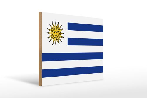 Holzschild Flagge Uruguays 40x30cm Flag of Uruguay Holz Deko Schild