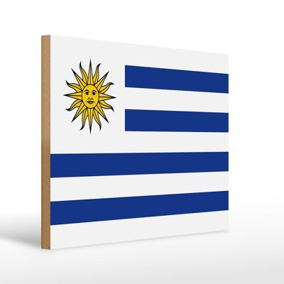 Holzschild Flagge Uruguays 40x30cm Flag of Uruguay Holz Deko Schild
