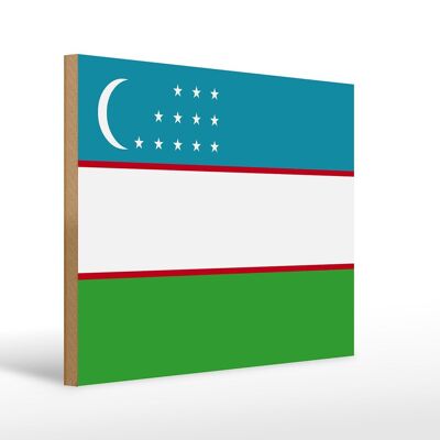 Holzschild Flagge Usbekistans 40x30cm Flag of Uzbekistan Schild