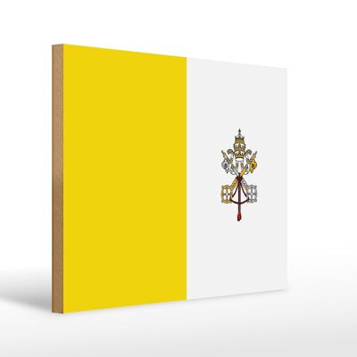 Holzschild Flagge Vatikanstadt 40x30cm Flag Vatican City Schild