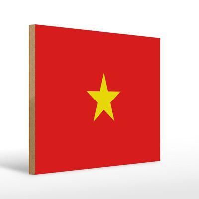 Cartello in legno bandiera del Vietnam 40x30 cm Cartello decorativo in legno con bandiera del Vietnam