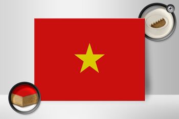 Panneau en bois drapeau du Vietnam 40x30cm Drapeau du Vietnam panneau décoratif en bois 2