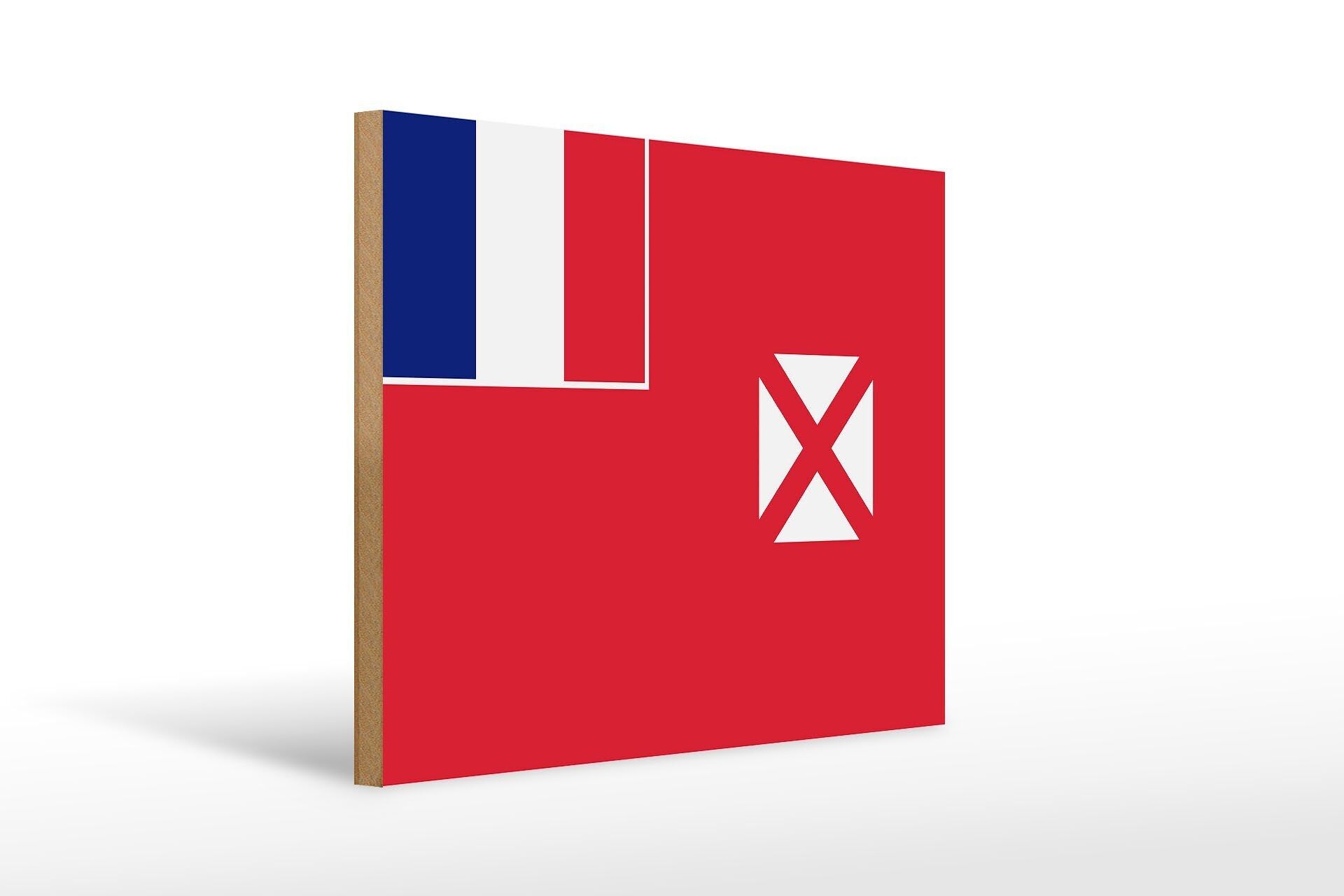 Cartello in legno con bandiera Wallis e Futuna 40x30 cm Cartello con bandiera di Wallis