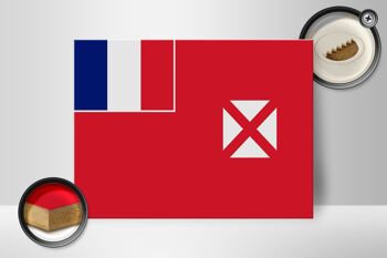 Panneau en bois drapeau Wallis et Futuna 40x30cm Panneau drapeau de Wallis 2