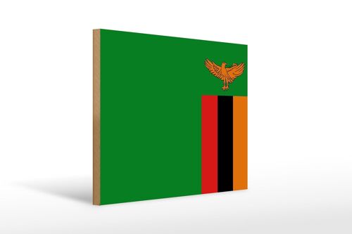 Holzschild Flagge Sambias 40x30cm Flag of Zambia Holz Deko Schild