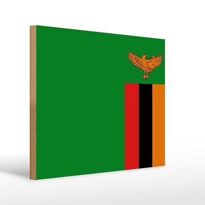 Holzschild Flagge Sambias 40x30cm Flag of Zambia Holz Deko Schild