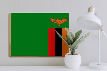 Panneau en bois drapeau de la Zambie 40x30cm Drapeau de la Zambie panneau décoratif en bois 3