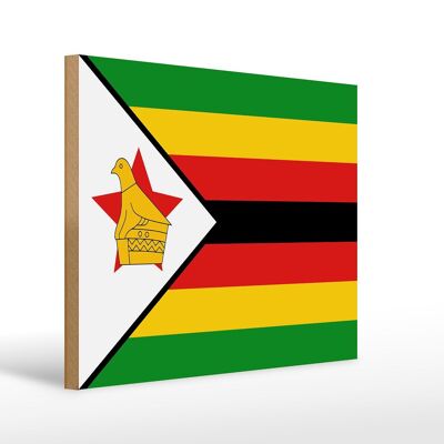 Letrero de madera bandera de Zimbabue 40x30cm Cartel decorativo Bandera de Zimbabue