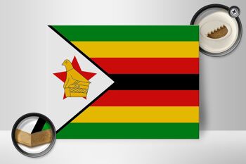 Panneau en bois drapeau du Zimbabwe 40x30cm Panneau décoratif drapeau du Zimbabwe 2