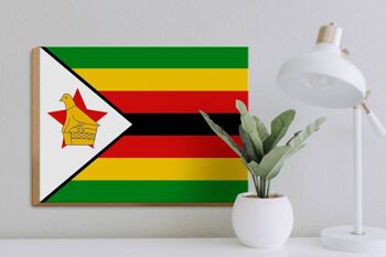 Panneau en bois drapeau du Zimbabwe 40x30cm Panneau décoratif drapeau du Zimbabwe 3