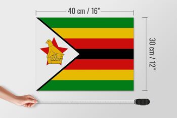 Panneau en bois drapeau du Zimbabwe 40x30cm Panneau décoratif drapeau du Zimbabwe 4