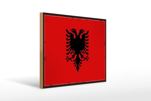 Holzschild Flagge Albaniens 40x30cm Retro Flag Albania Deko Schild