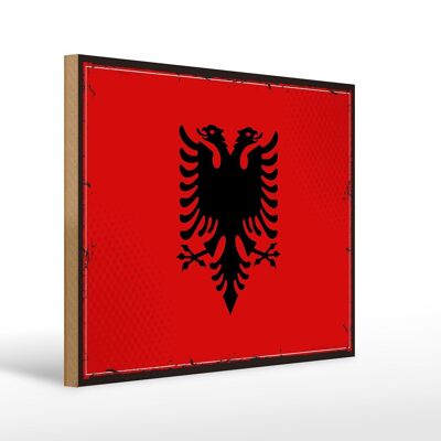 Holzschild Flagge Albaniens 40x30cm Retro Flag Albania Deko Schild