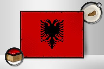 Panneau en bois drapeau de l'albanie, 40x30cm, drapeau rétro, panneau décoratif de l'albanie 2