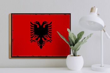 Panneau en bois drapeau de l'albanie, 40x30cm, drapeau rétro, panneau décoratif de l'albanie 3