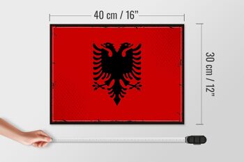 Panneau en bois drapeau de l'albanie, 40x30cm, drapeau rétro, panneau décoratif de l'albanie 4