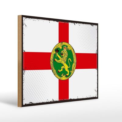 Holzschild Flagge Alderney 40x30cm Retro Flag Alderney Deko Schild