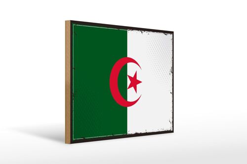 Holzschild Flagge Algeriens 40x30cm Retro Flag Algeria Deko Schild