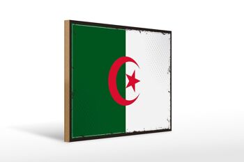 Panneau en bois drapeau de l'Algérie 40x30cm drapeau rétro Algérie signe décoratif 1