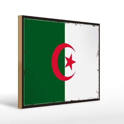 Holzschild Flagge Algeriens 40x30cm Retro Flag Algeria Deko Schild