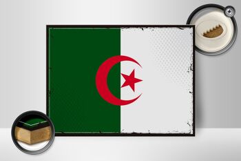 Panneau en bois drapeau de l'Algérie 40x30cm drapeau rétro Algérie signe décoratif 2
