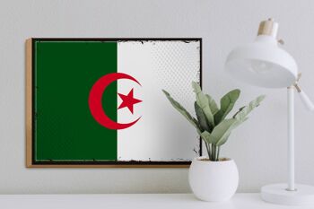 Panneau en bois drapeau de l'Algérie 40x30cm drapeau rétro Algérie signe décoratif 3