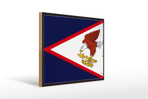 Holzschild Flagge 40x30cm Retro Flag of American Samoa Deko Schild