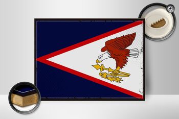 Drapeau en bois 40x30cm, drapeau rétro des Samoa américaines, panneau décoratif 2