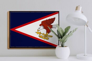Drapeau en bois 40x30cm, drapeau rétro des Samoa américaines, panneau décoratif 3