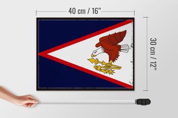 Drapeau en bois 40x30cm, drapeau rétro des Samoa américaines, panneau décoratif 4