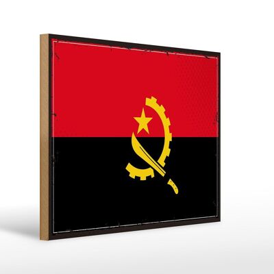Letrero de madera Bandera de Angola 40x30cm Bandera Retro de Angola Letrero decorativo