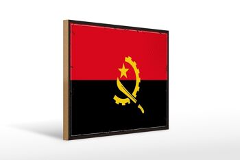 Panneau en bois drapeau de l'angola 40x30cm, drapeau rétro de l'angola, panneau décoratif 1