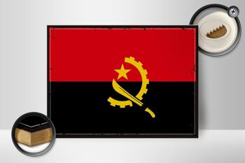 Panneau en bois drapeau de l'angola 40x30cm, drapeau rétro de l'angola, panneau décoratif 2