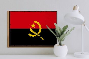 Panneau en bois drapeau de l'angola 40x30cm, drapeau rétro de l'angola, panneau décoratif 3
