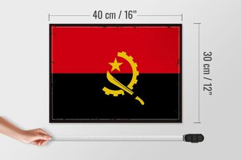Panneau en bois drapeau de l'angola 40x30cm, drapeau rétro de l'angola, panneau décoratif 4