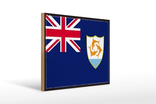 Holzschild Flagge Anguillas 40x30cm Retro Flag of Anguilla Schild