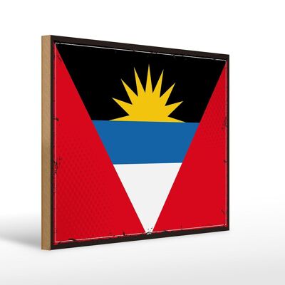Holzschild Flagge Antigua und Barbuda 40x30cm Retro Flag Schild