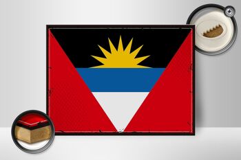 Panneau en bois drapeau Antigua-et-Barbuda 40x30cm, drapeau rétro 2