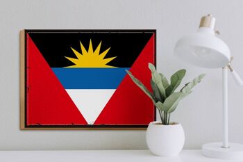 Panneau en bois drapeau Antigua-et-Barbuda 40x30cm, drapeau rétro 3