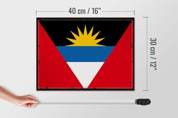 Panneau en bois drapeau Antigua-et-Barbuda 40x30cm, drapeau rétro 4