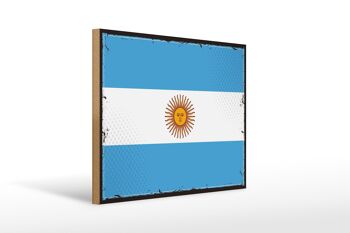 Panneau en bois drapeau Argentine 40x30cm, drapeau rétro, signe argentine 1