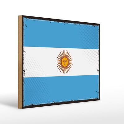 Holzschild Flagge Argentinien 40x30cm Retro Flag Argentina Schild