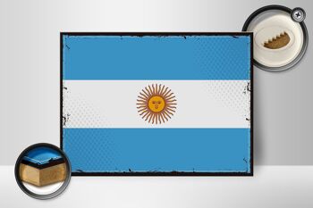Panneau en bois drapeau Argentine 40x30cm, drapeau rétro, signe argentine 2