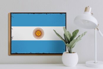 Panneau en bois drapeau Argentine 40x30cm, drapeau rétro, signe argentine 3